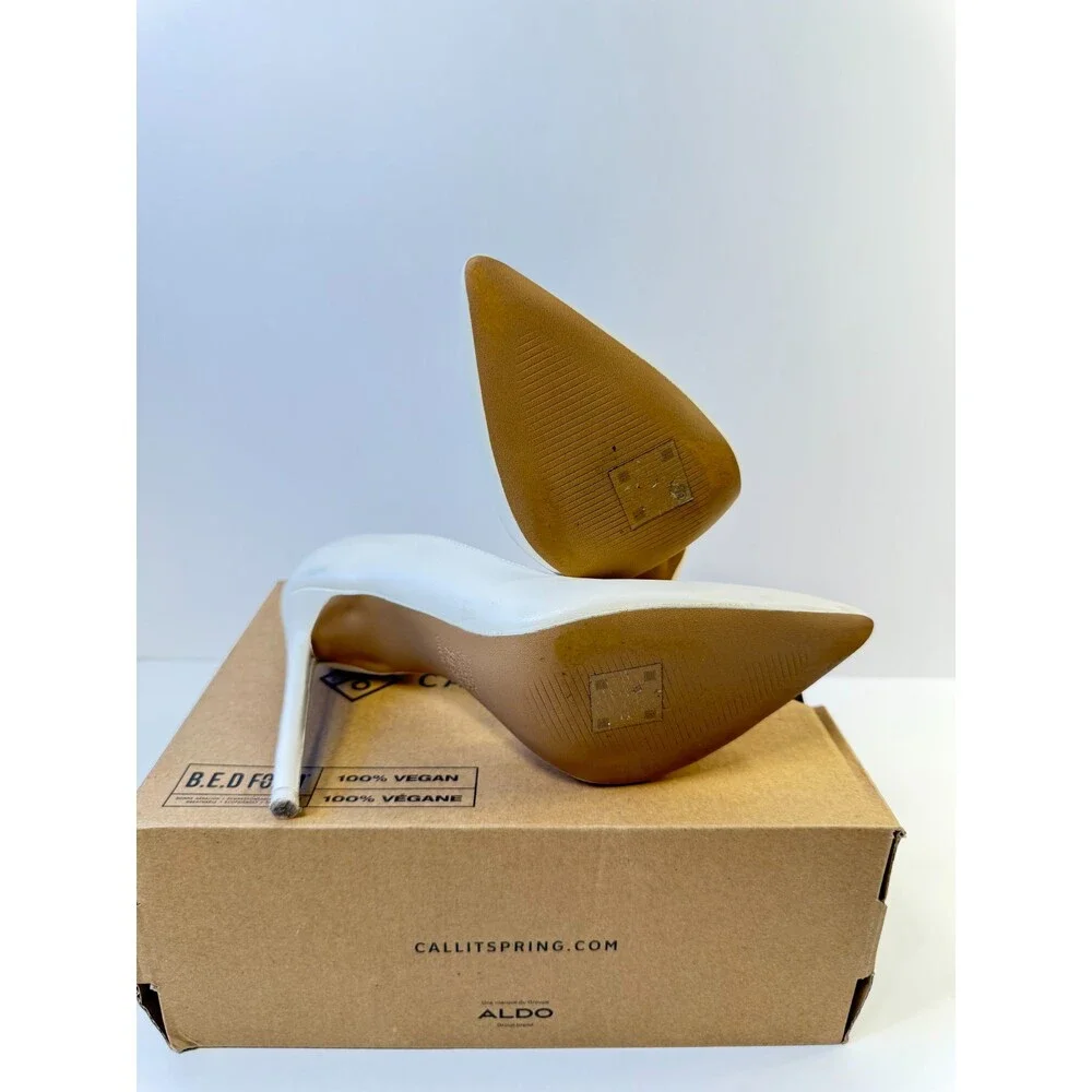 Call It Spring Women's Mesmerize Vegan Open-Side Stiletto Pump, Ice US 7.5